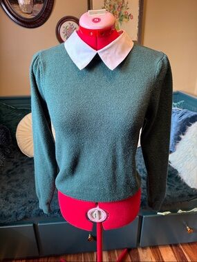 Philosophy Forest Green Sweater with attached White Collar